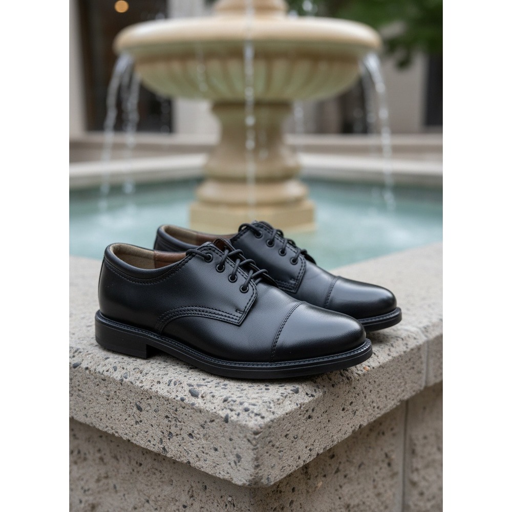 Dockers Mens 8.5M Black Leather Cap Toe Oxford Dress Shoes